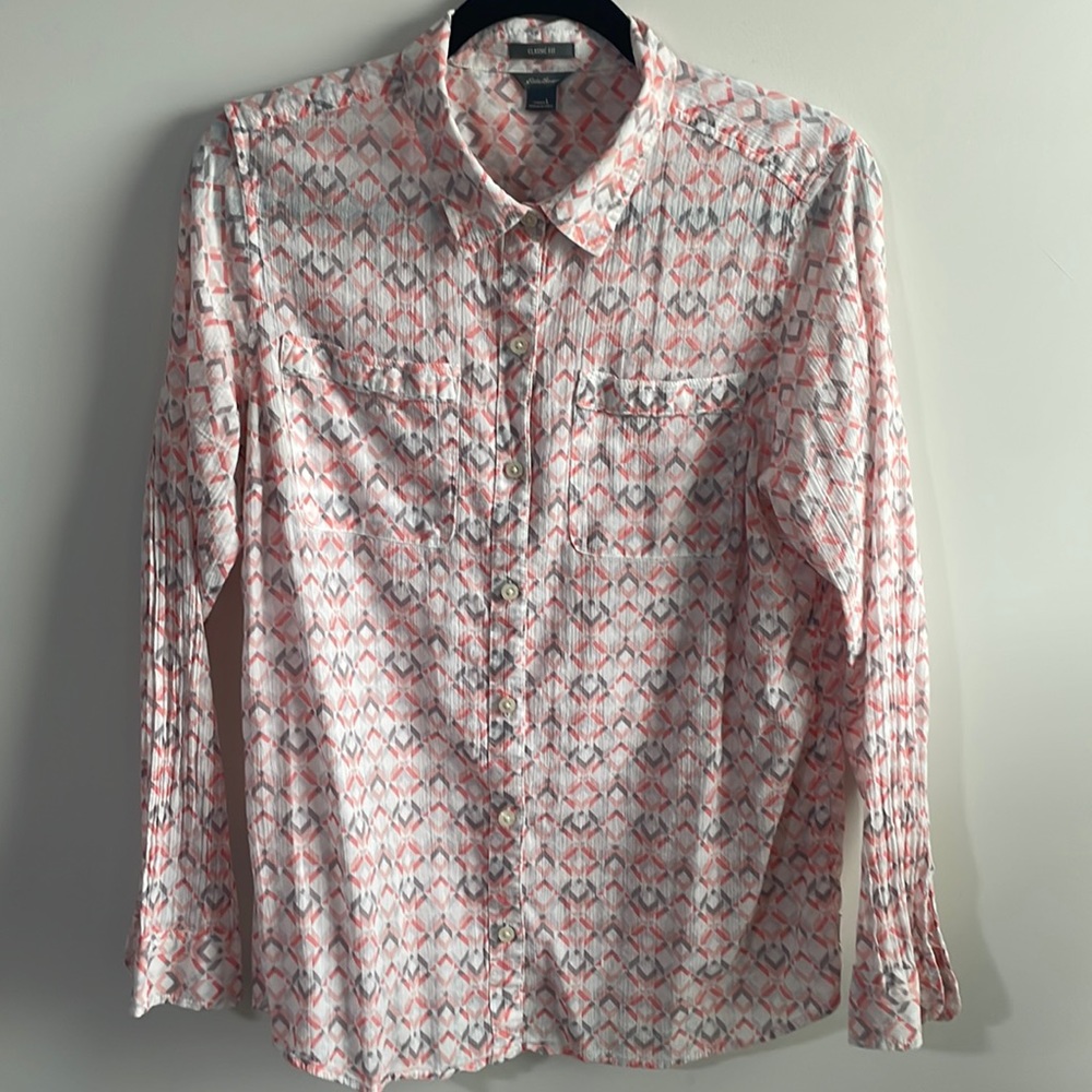 Long Sleeve Patterned Top - Eddie Bauer Size Large - classic Fit